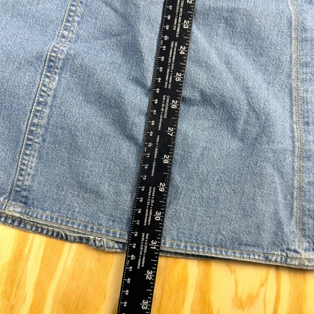 Lizwear Vintage Denim Maxi Skirt Blue Cotton Pleated A-Line High Waist Size 6 - Picture 7 of 8